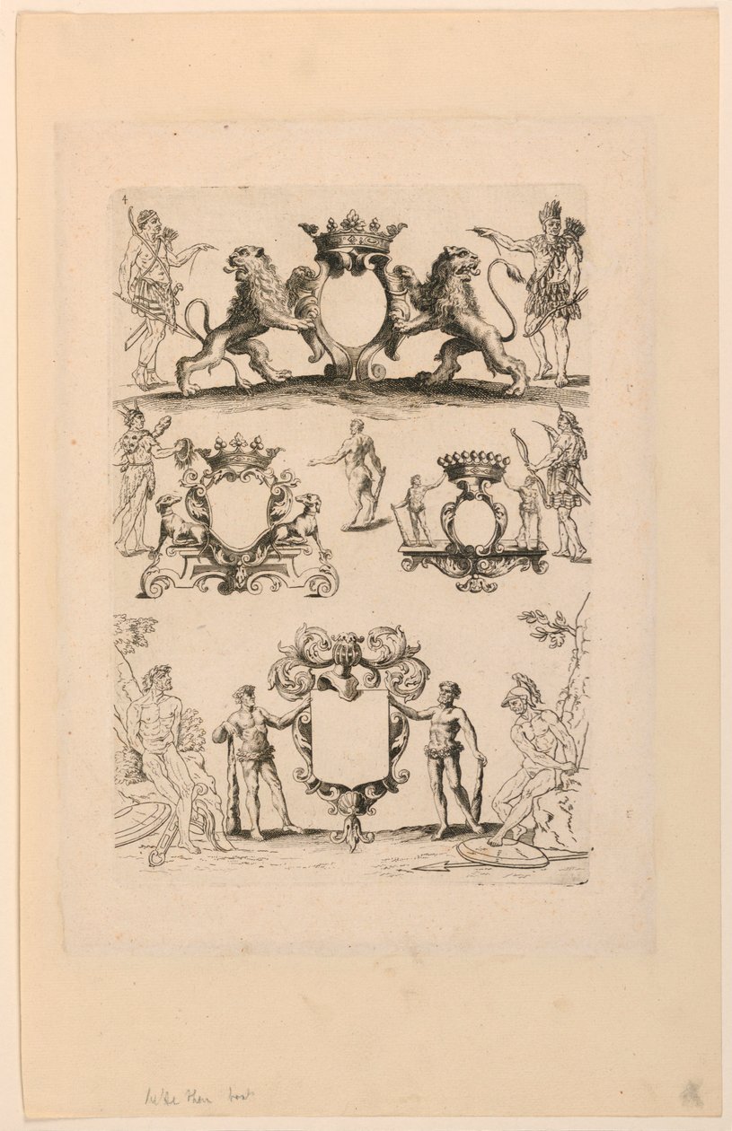 Desenho para brasão, de "Livre de Cartouches" de Nicolas Guerard