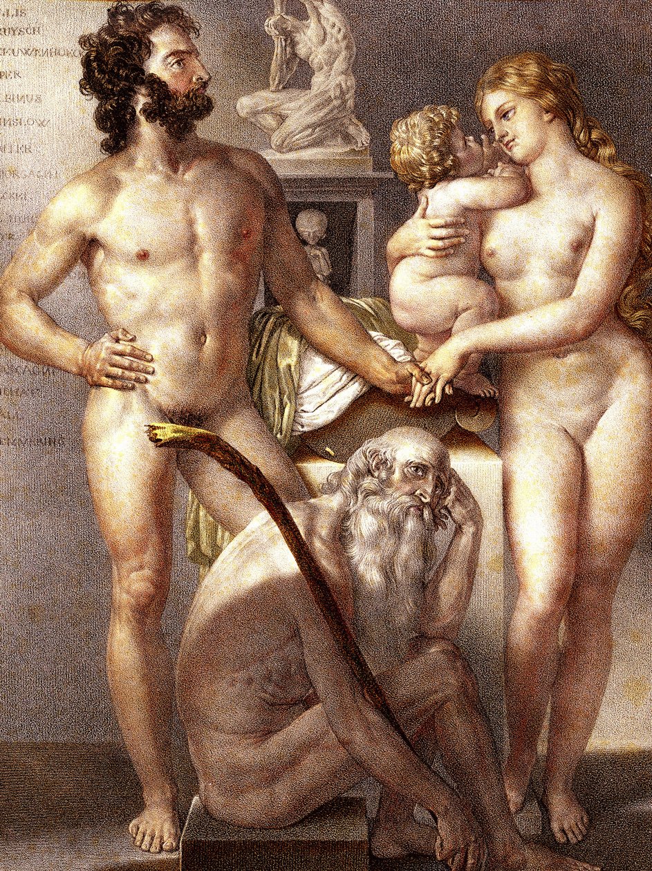 Anatomia do Homem - As 3 Idades 1884 de Nicolas Henri (after) Jacob