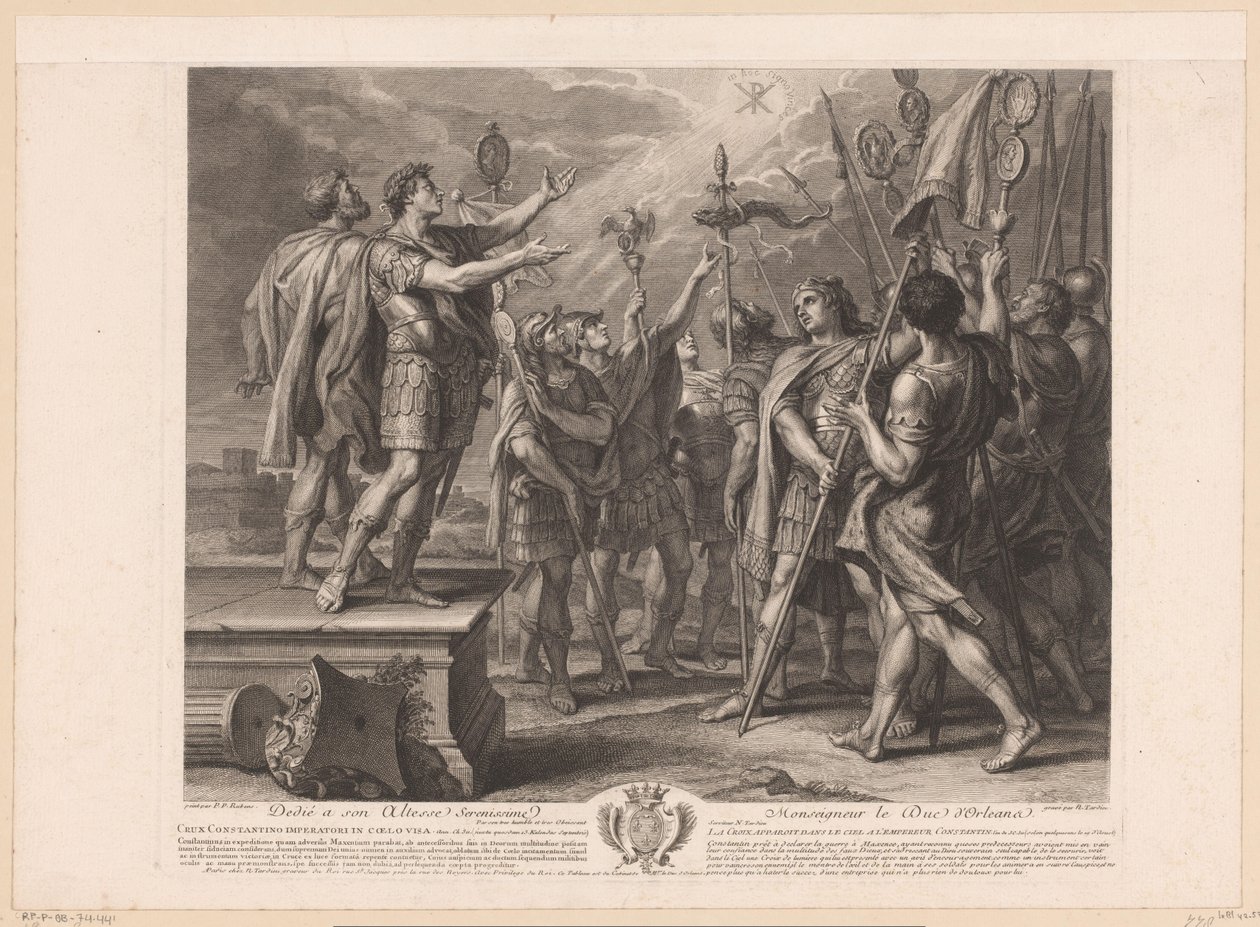 O sinal da cruz aparece no céu para o Imperador Constantino
Crux Constantino imperatori in coelo visa / La croix apparoit dans le ciel a l