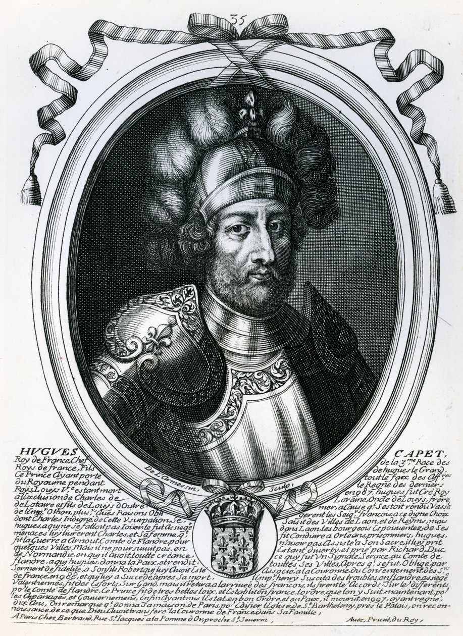 Hugues I Capet (941-96), rei da França, de "As representações dos augustos de todos os reis da França, de Pharamond a Luís XIV", Paris, 1679 de Nicolas II de Larmessin