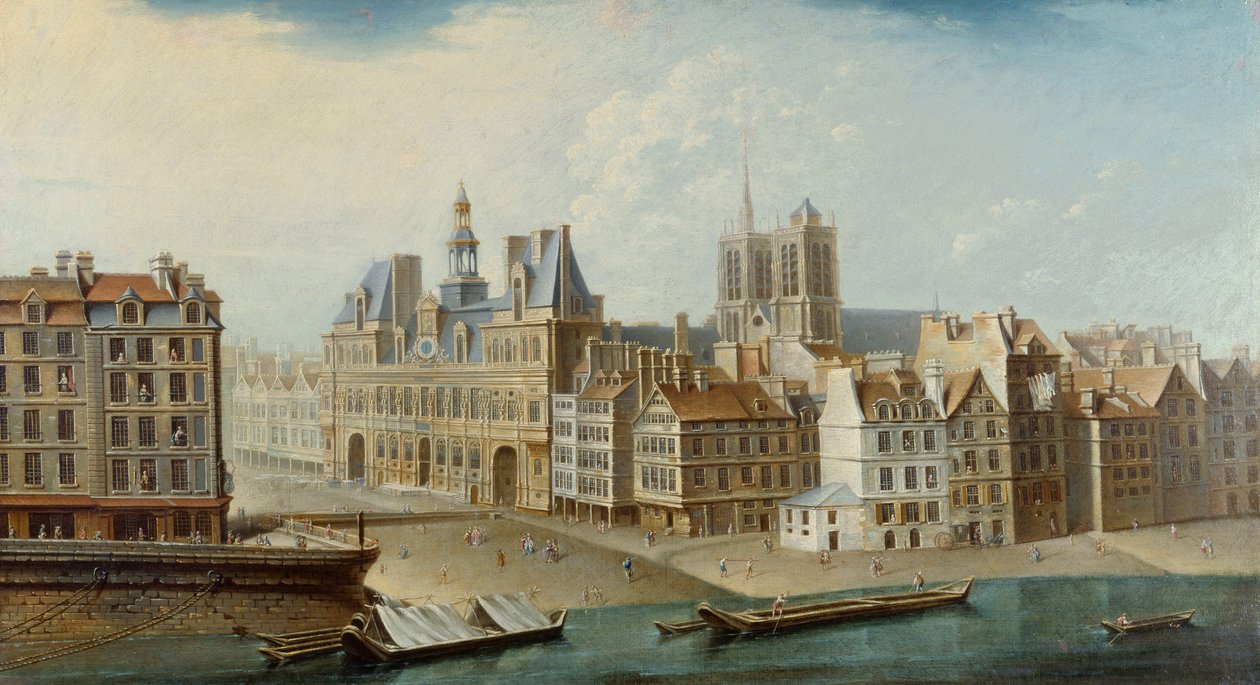 A Câmara Municipal e a Place de Grève, 1753. de Nicolas Jean Baptiste Raguenet