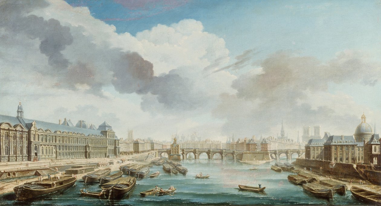 O Louvre, a Pont-Neuf e o Collège des Quatre-Nations, 1755. de Nicolas Jean Baptiste Raguenet