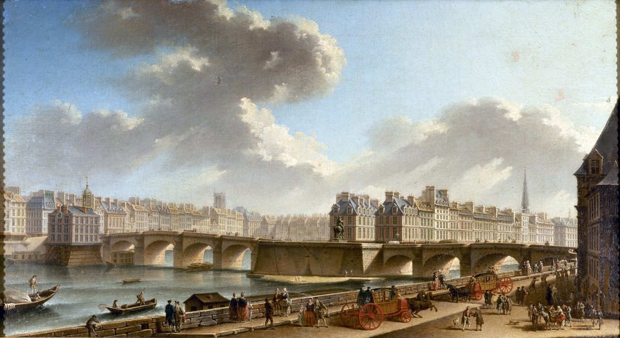 A Pont-Neuf e a cidade, vistas do Quai de Conti, 1772. de Nicolas Jean Baptiste Raguenet