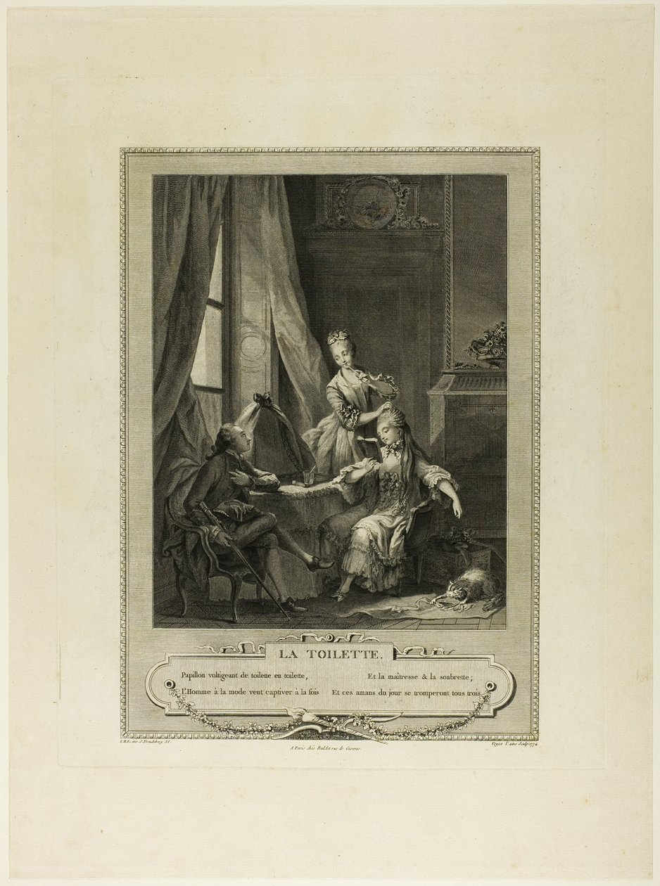 La Toilette, de Monument du Costume Physique et Moral de la fin du Dix-huitième siècle de Nicolas Joseph Voyez