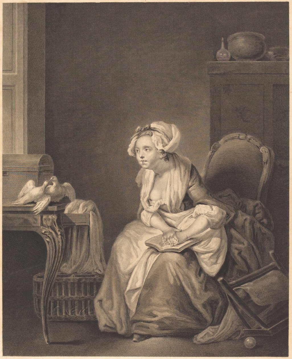 A primeira lição de amor de Nicolas Joseph Voyez after Jean Baptiste Greuze
