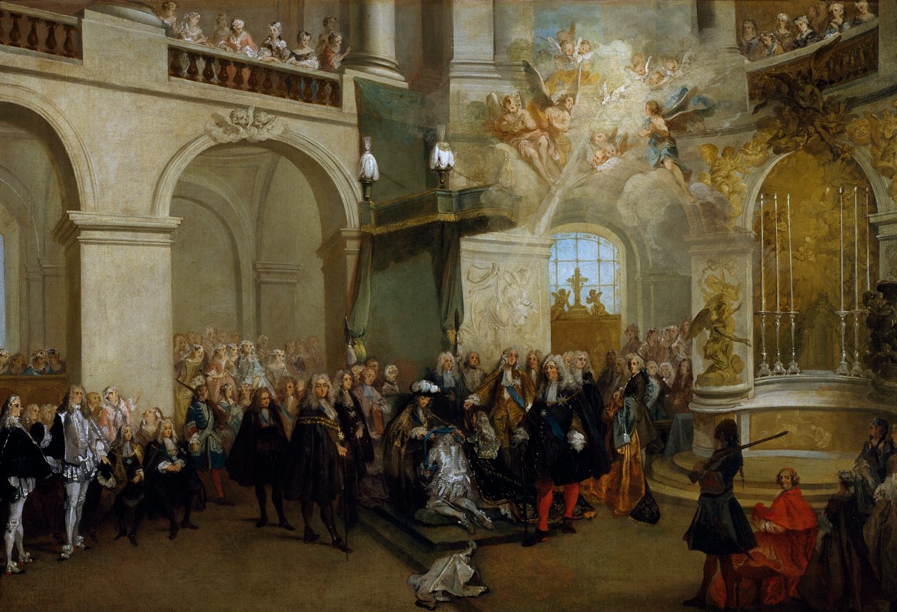 Conferência da Ordem do Espírito Santo na capela de Versalhes, 3 de junho de 1724 (óleo sobre tela) de Nicolas Lancret