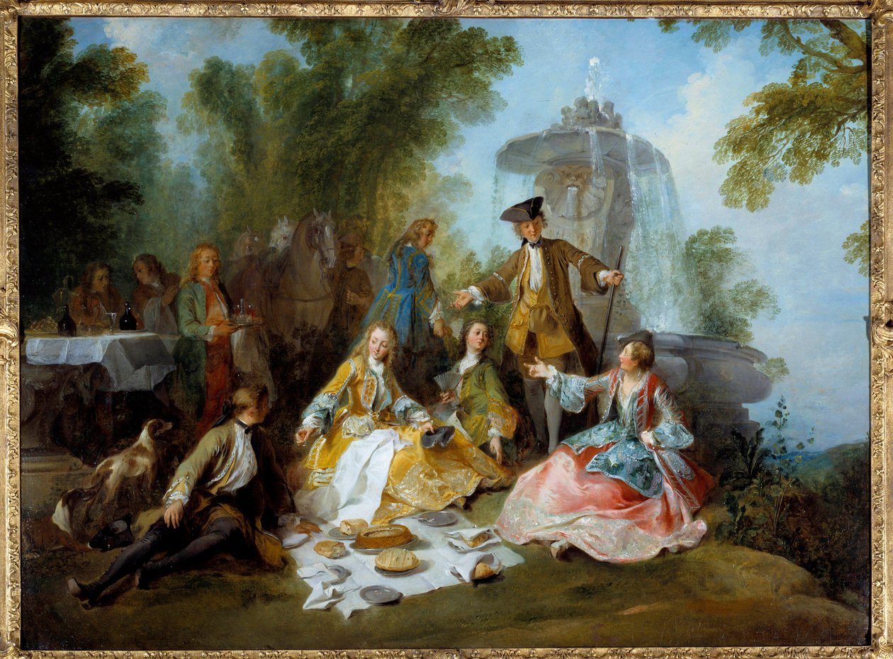 Refeição de caça. Pintura de Nicolas Lancret (1690-1743) de Nicolas Lancret