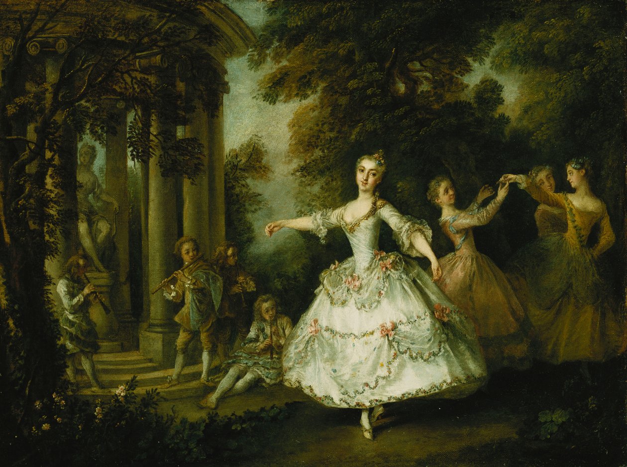 Mademoiselle Salle como Vênus com as Três Graças, de Nicolas Lancret