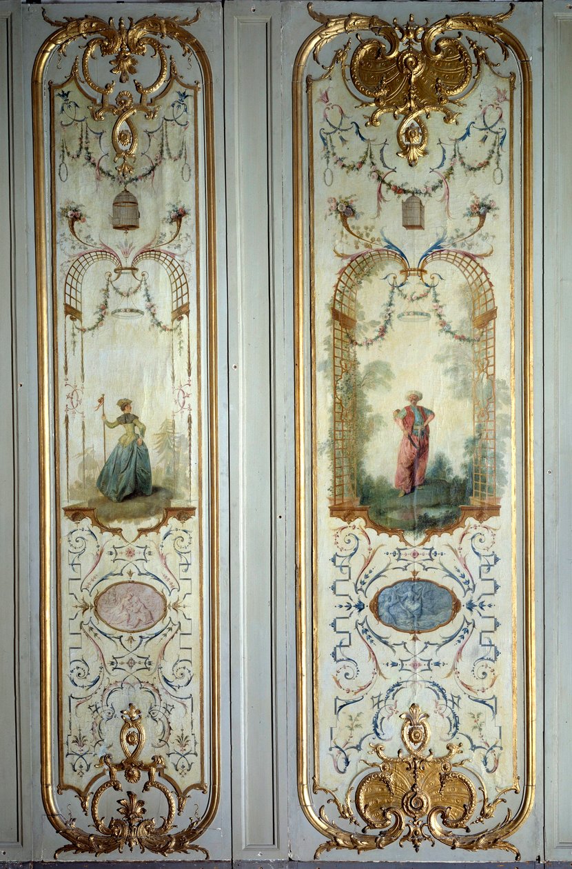 Painel pintado do Hotel de Peyrenc realizado por Nicolas Lancret (1690-1743) 1725 Paris, Artes Decorativas de Nicolas Lancret