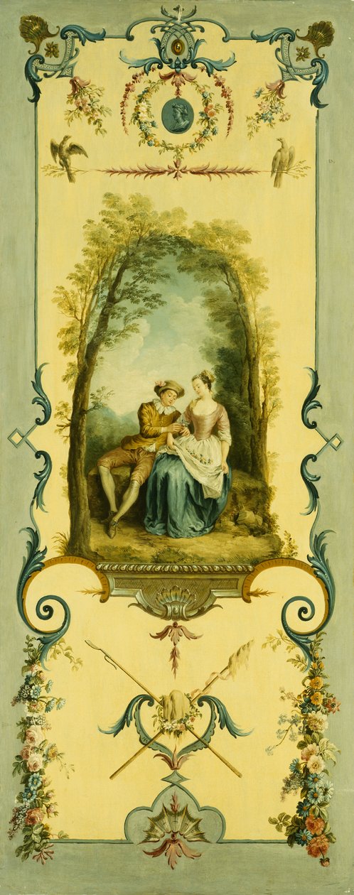 Três painéis decorativos com alegorias de inverno, verão e outono de Nicolas Lancret