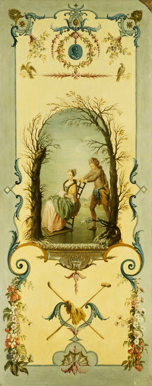 Três painéis decorativos com alegorias de inverno, verão e outono de Nicolas Lancret