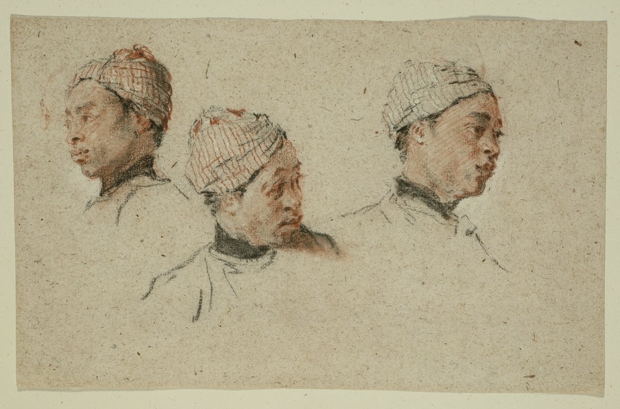 Três estudos da cabeça de um negro de turbante de Nicolas Lancret