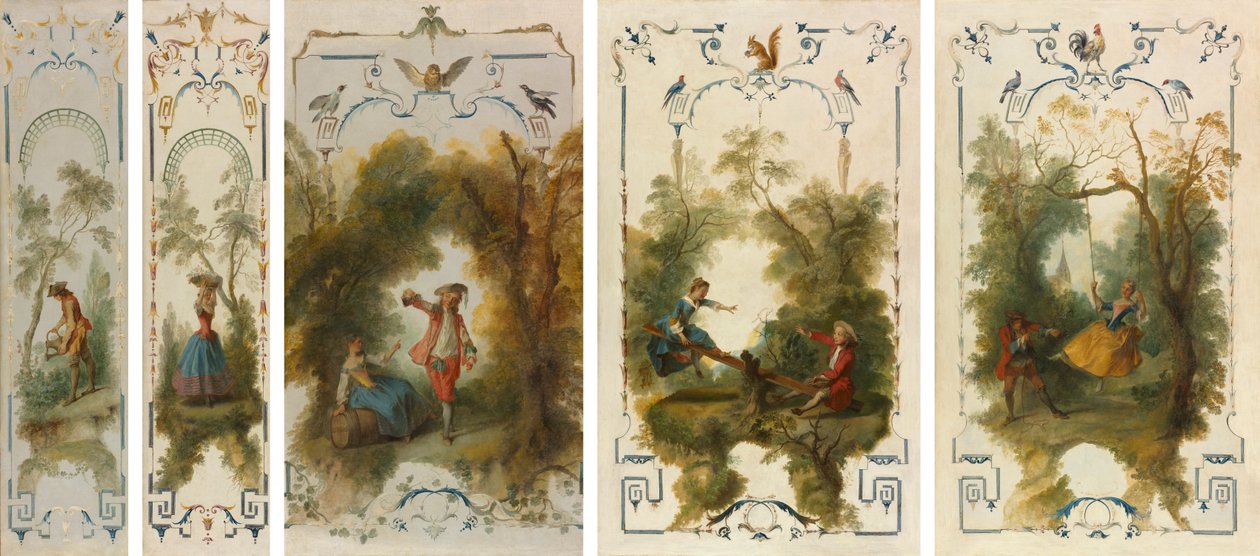 Painéis de parede: O jardineiro, horticultura, a vinha, a gangorra, o balanço de Nicolas Lancret