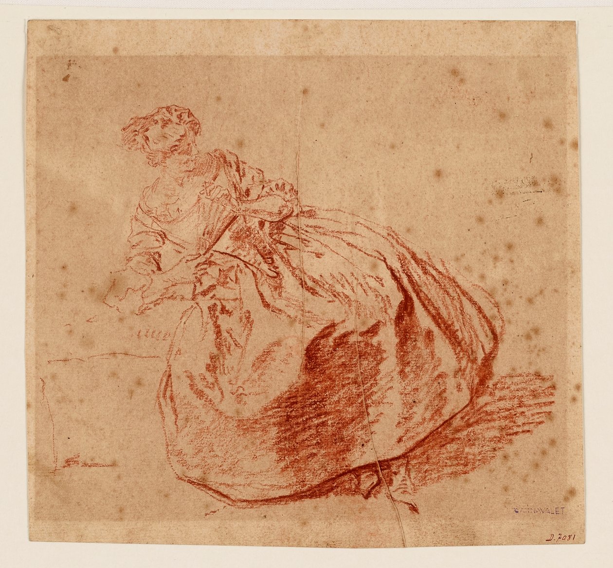 Mulher jovem com uma ventoinha (desenho) de Nicolas Lancret