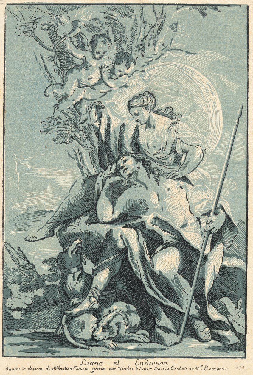 Diana e Endymion de Nicolas Le Sueur after Sebastiano Conca