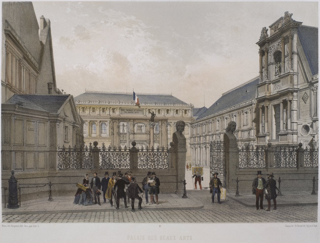 Palácio de belas artes, Paris, ilustração de &39;Paris em seu esplendor&39;, publicado por Henri Charpentier, gravado por Philippe Benoist (n.1813) 1861 de Nicolas Marie Joseph Chapuy