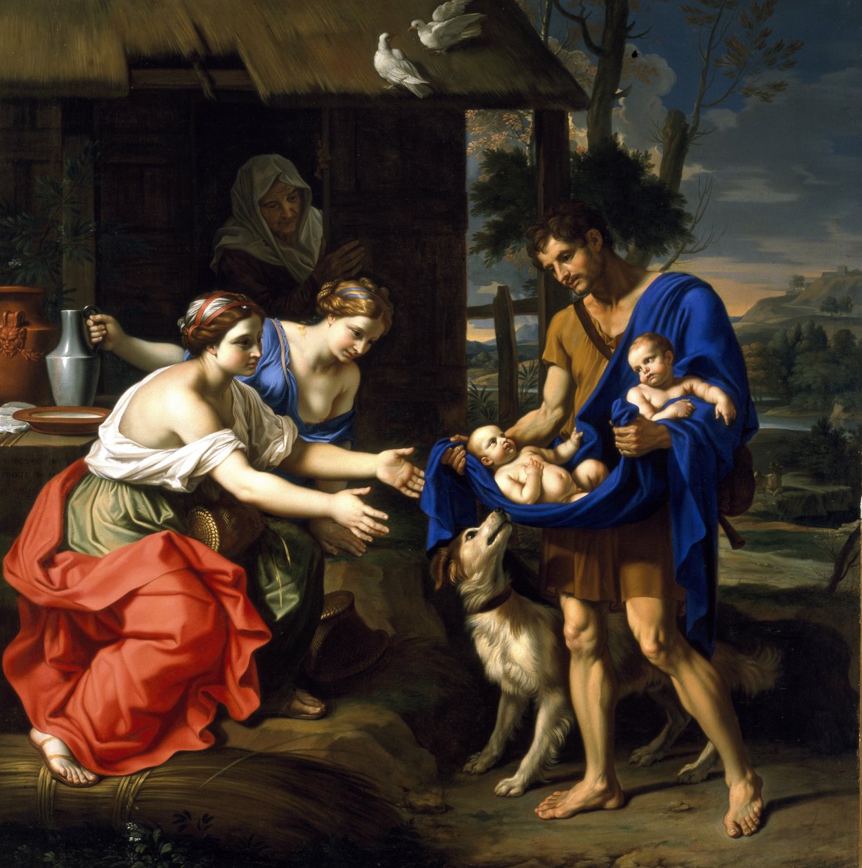 O pastor Faustulus trazendo Rômulo e Remo para sua esposa de Nicolas Mignard
