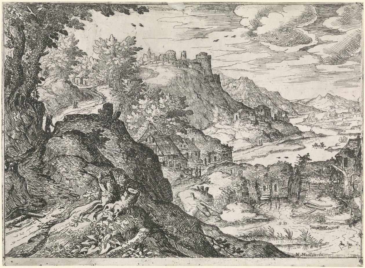 Paisagem de montanha com um moinho de água
Paisagens de montanha (título da série) de Nicolas Moillon