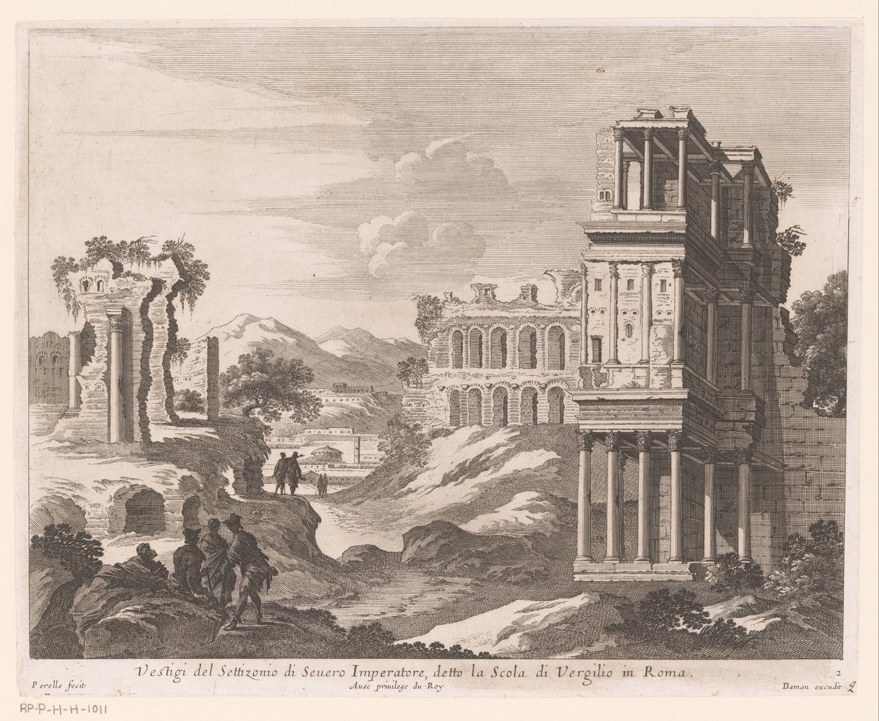 Vista das ruínas de Settizonio
Vestigi del Settizonio di Severo Imperatore (título sobre o objecto) de Nicolas Perelle