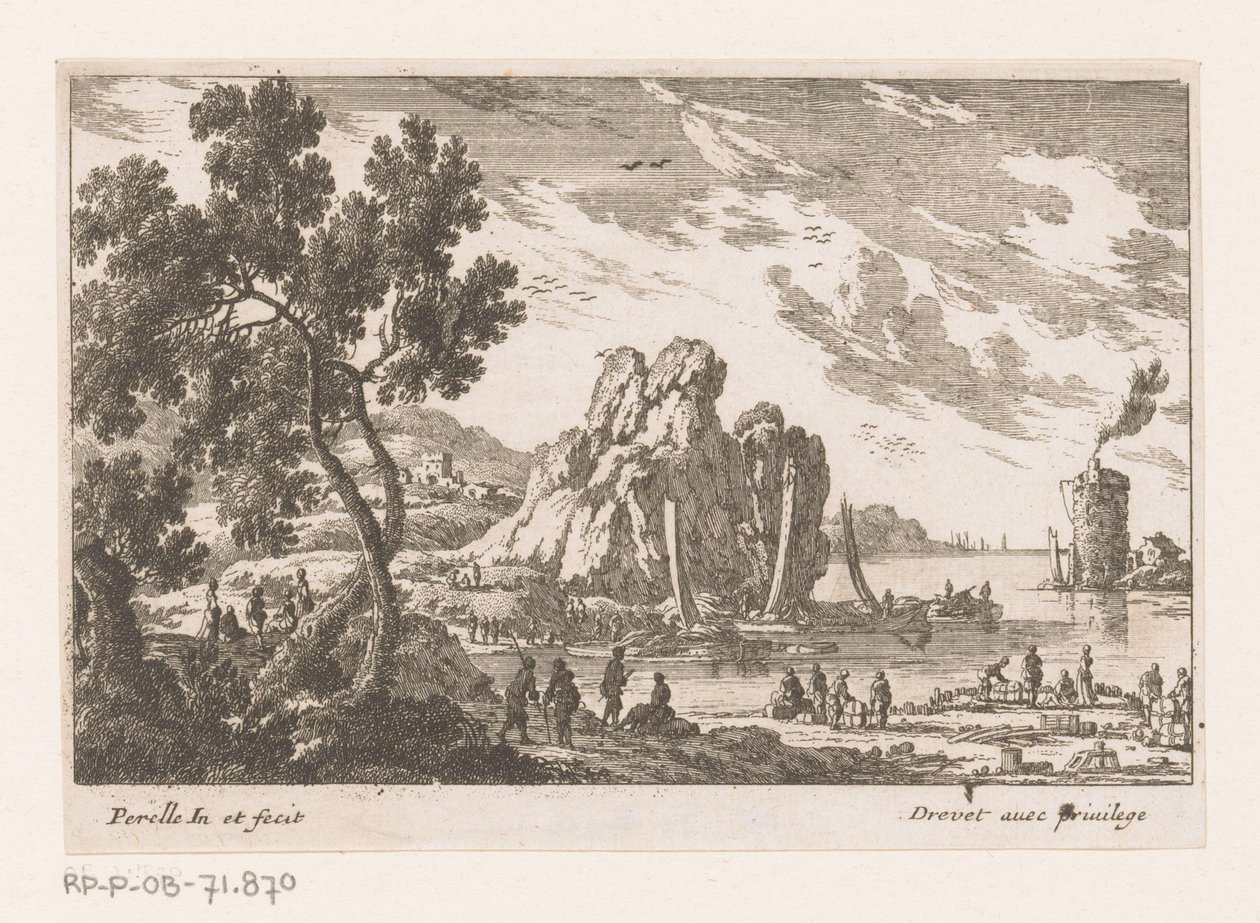 Paisagem costeira com torre de Nicolas Perelle
