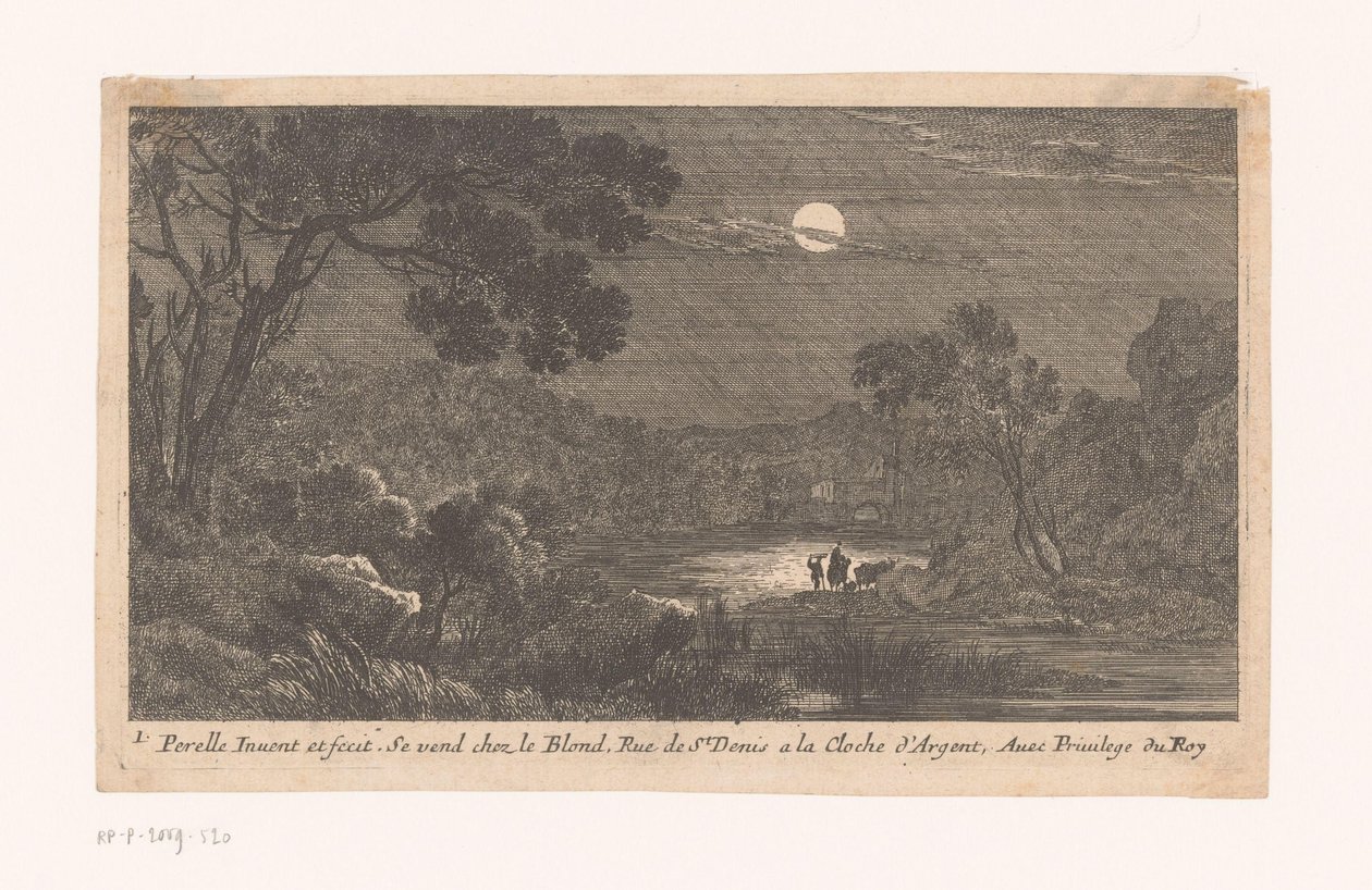 Paisagem à noite com viajantes de Nicolas Perelle