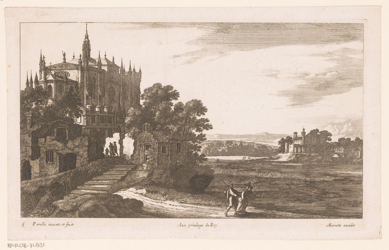 paisagem com catedral de Nicolas Perelle