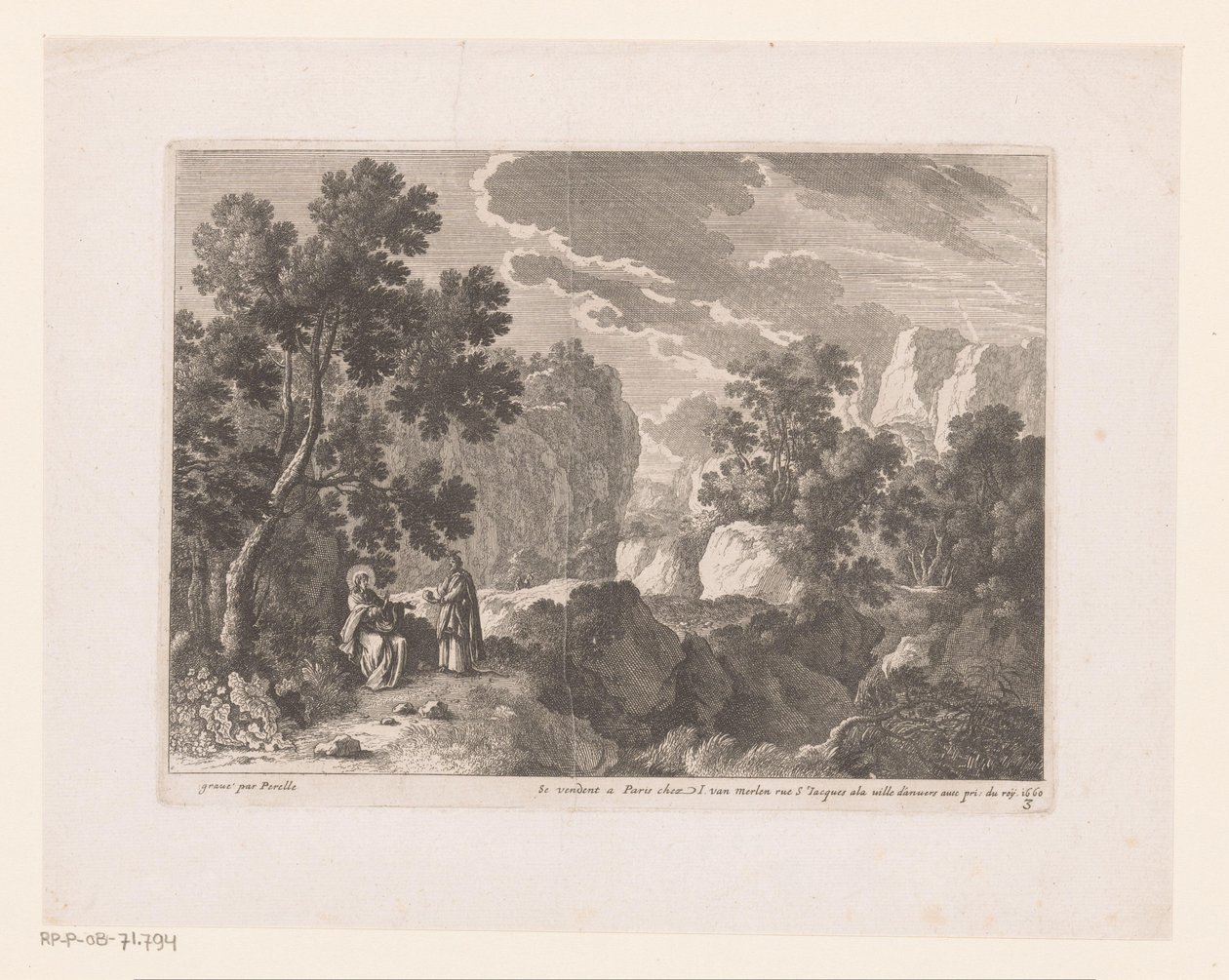 Tentação de Cristo por Satanás Paisagens com cenas da vida de Cristo (título da série) de Nicolas Perelle