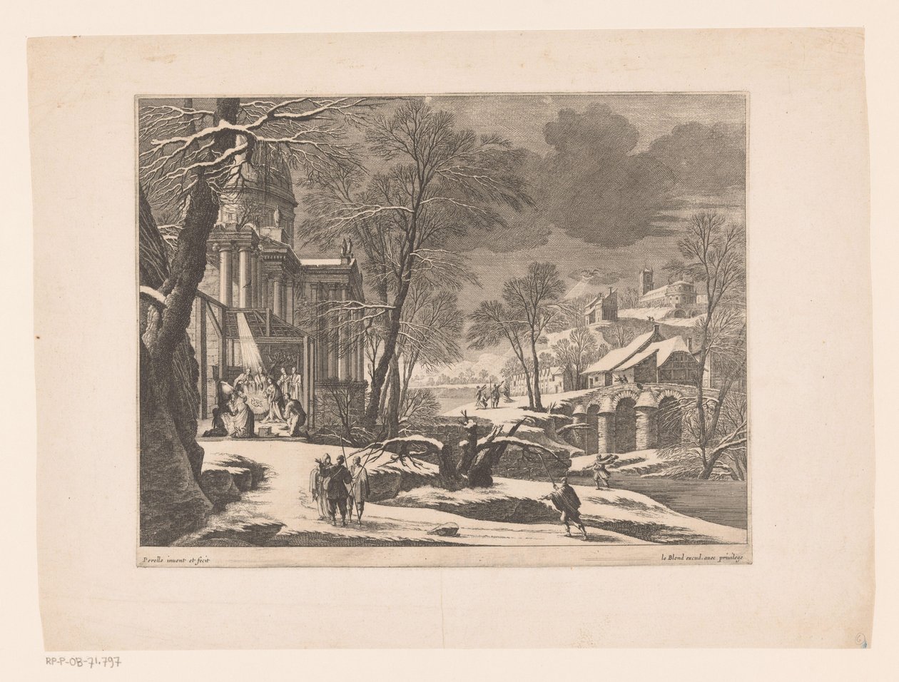 Paisagem de Inverno com nascimento de Cristo de Nicolas Perelle