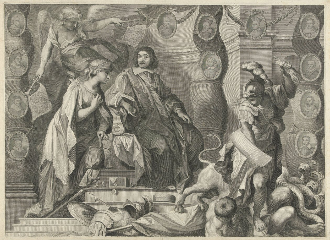 Impressão promocional de Aegidius Le Maistre (1663), parte superior de Nicolas Pitau (I)