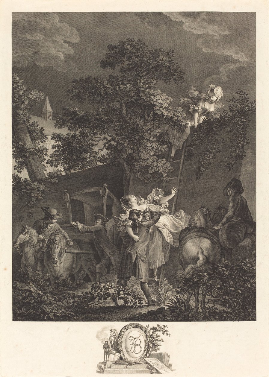 O rapto noturno de Nicolas Ponce after Pierre Antoine Baudouin