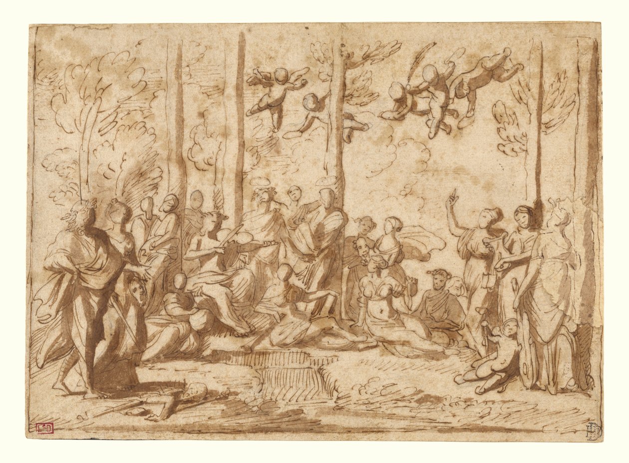 Apolo e as Musas no Monte Parnaso de Nicolas Poussin