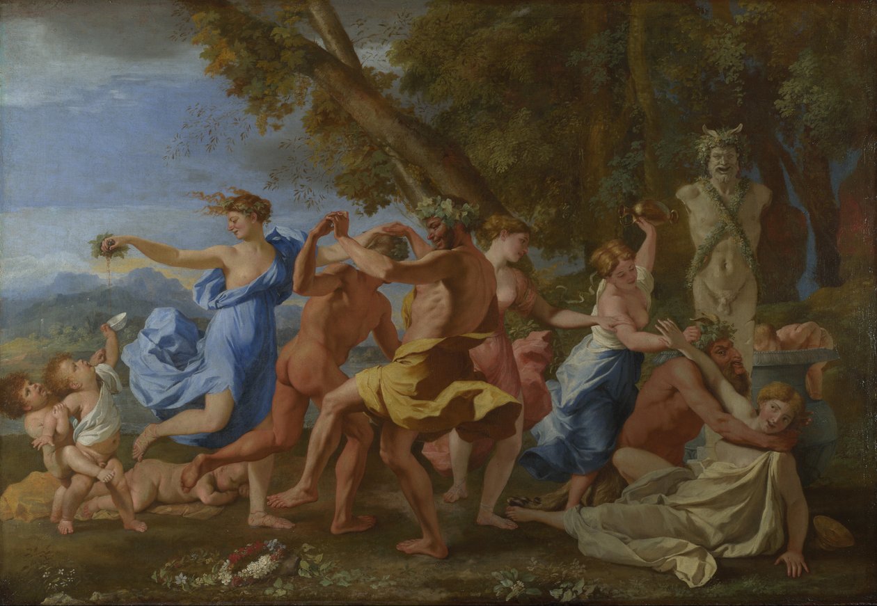 Bacanal antes de um Herm, c.1634 de Nicolas Poussin