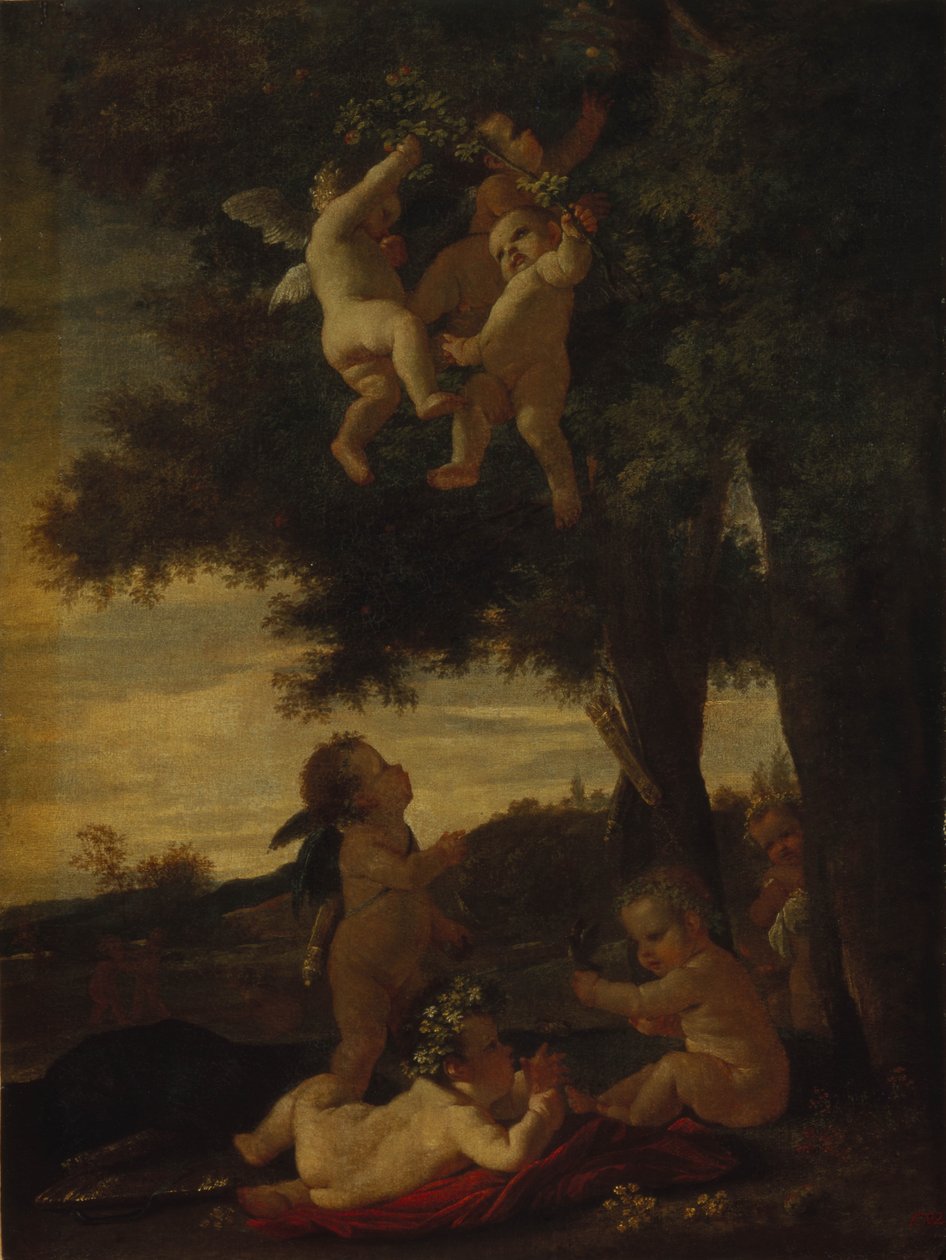 Cupidos e gênios, 1630-1633 de Nicolas Poussin