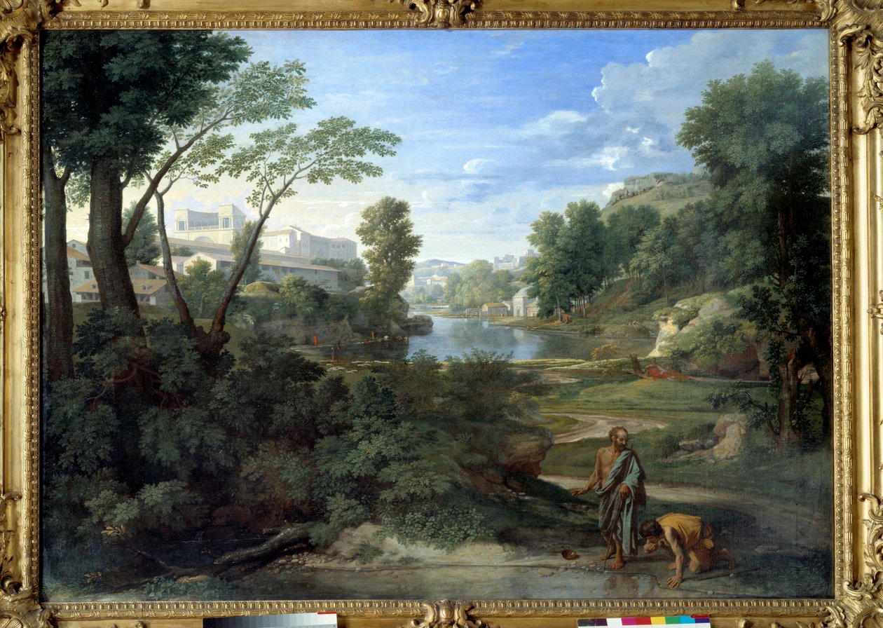 Diogene jogando seu ecvil. Pintura de Nicolas Poussin de Nicolas Poussin