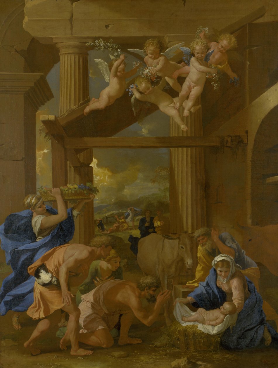 A adoração dos pastores de Nicolas Poussin