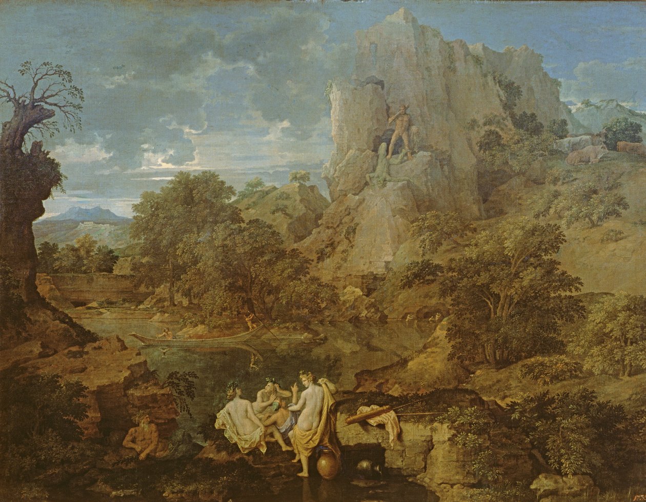 Paisagem com Hércules e Caco, c.1656 de Nicolas Poussin