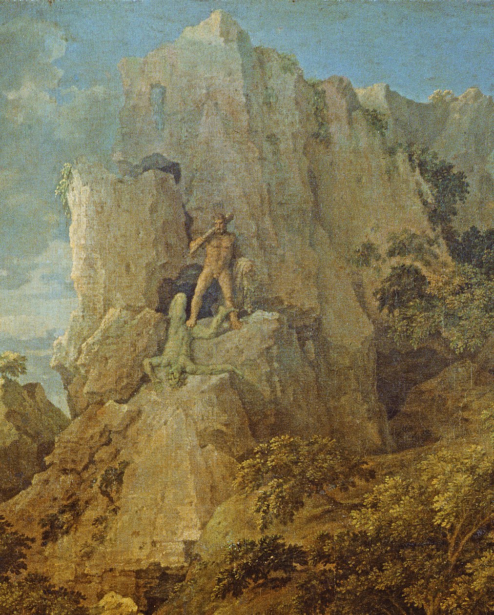 Paisagem com Hércules e Caco, c.1656 óleo sobre tela detalhe de 205776 de Nicolas Poussin