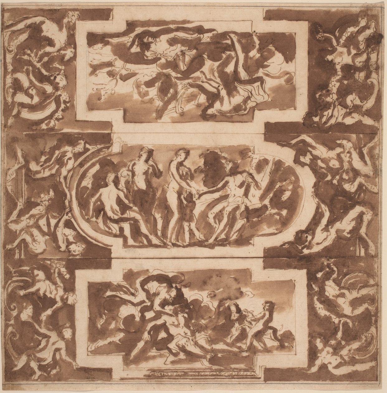 Modello for a Ceiling: Diana e o Dead Endymion, o Julgamento de Paris e a Morte de Adonis de Nicolas Poussin