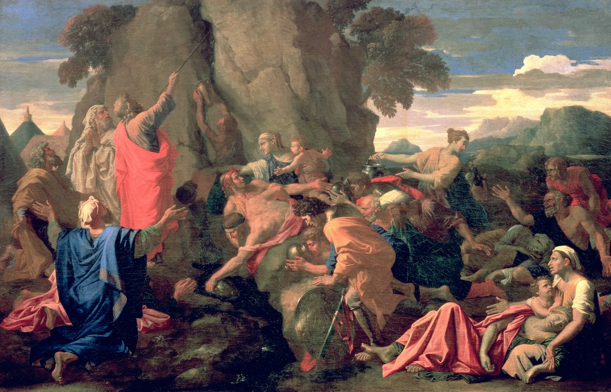 Moisés retirando água da rocha de Nicolas Poussin