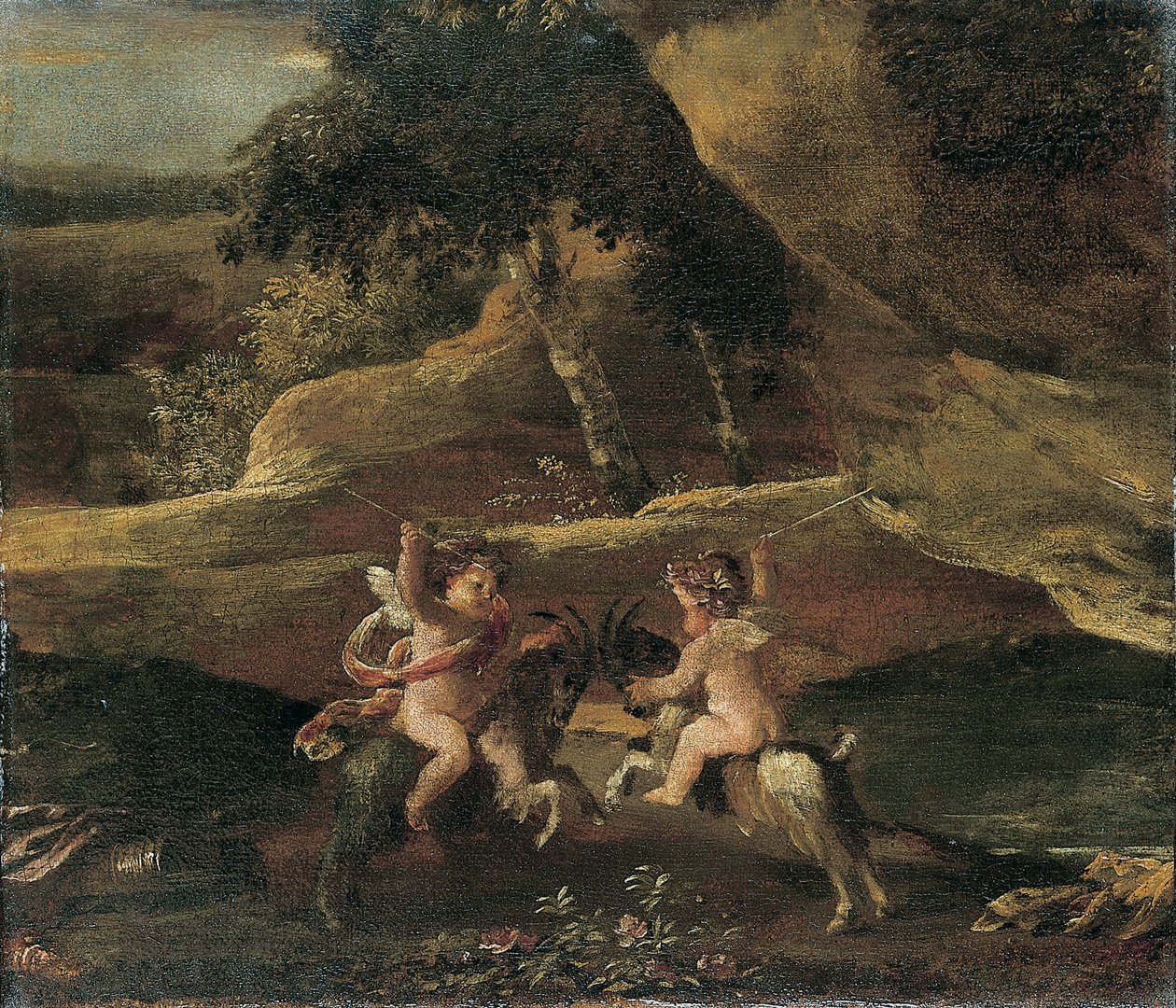 Putti lutando em cabras de Nicolas Poussin