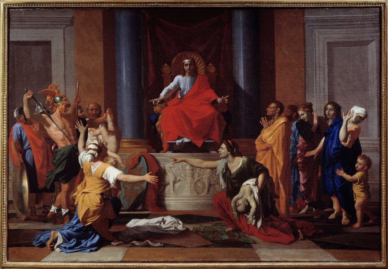 Julgamento de Salomão Duas mulheres fingem ser mãe do mesmo filho. Pintura de Nicolas Poussin de Nicolas Poussin