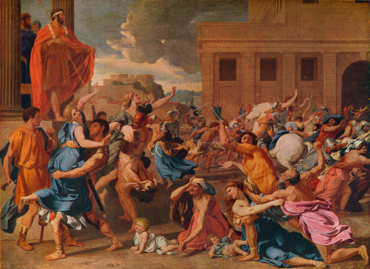 O rapto das mulheres de Sabine, c1633 de Nicolas Poussin