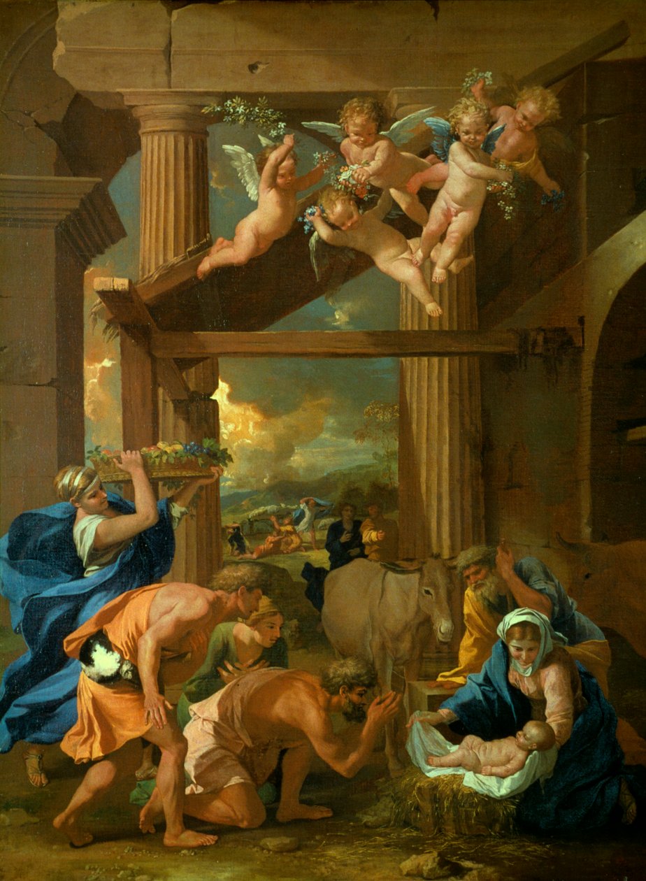 A Adoração dos Pastores, c1633 de Nicolas Poussin