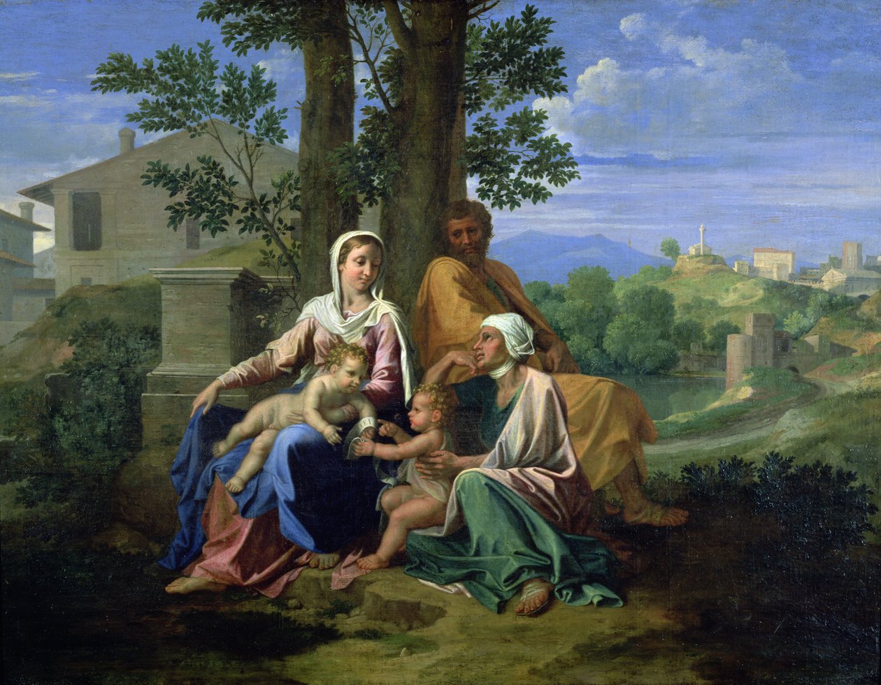 A Sagrada Família com SS. João, Isabel e o Infante João Batista de Nicolas Poussin
