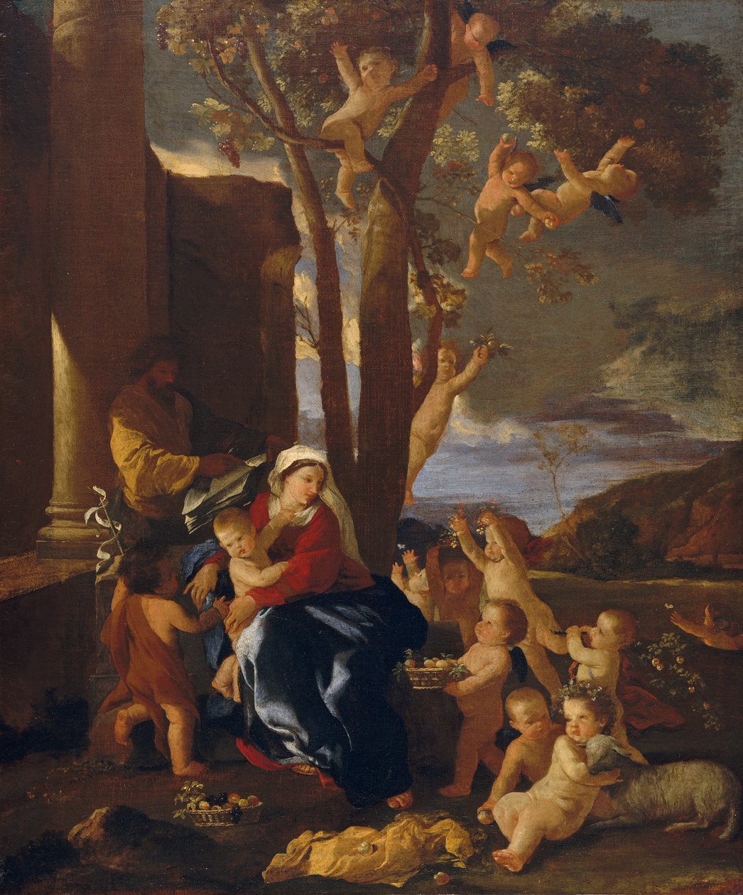 A Sagrada Família com São João Batista, ca. 1627 de Nicolas Poussin