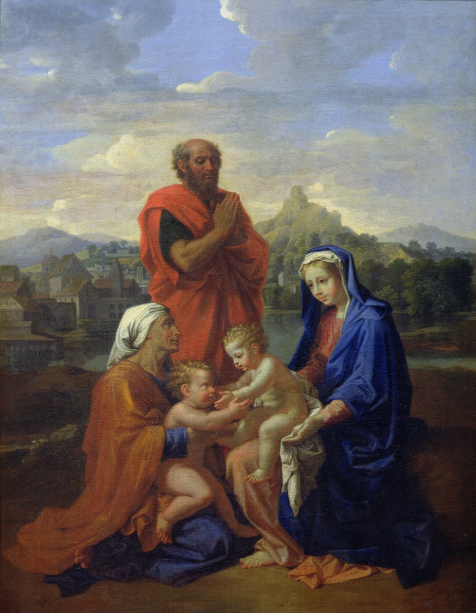 A Sagrada Família com São João, Santa Isabel e São José Orando, 1656 de Nicolas Poussin