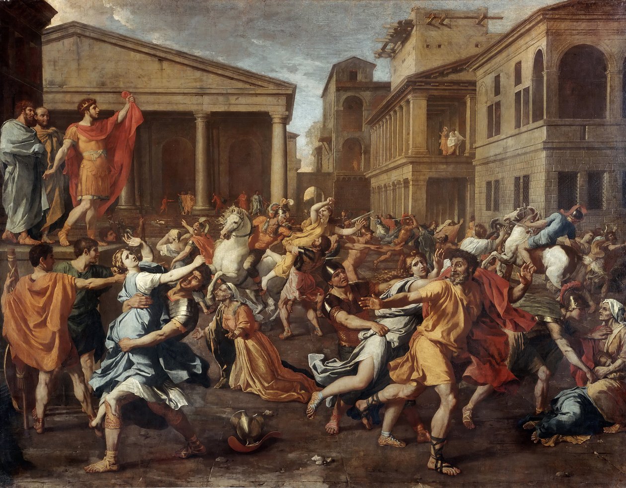 O estupro das mulheres sabinas de Nicolas Poussin
