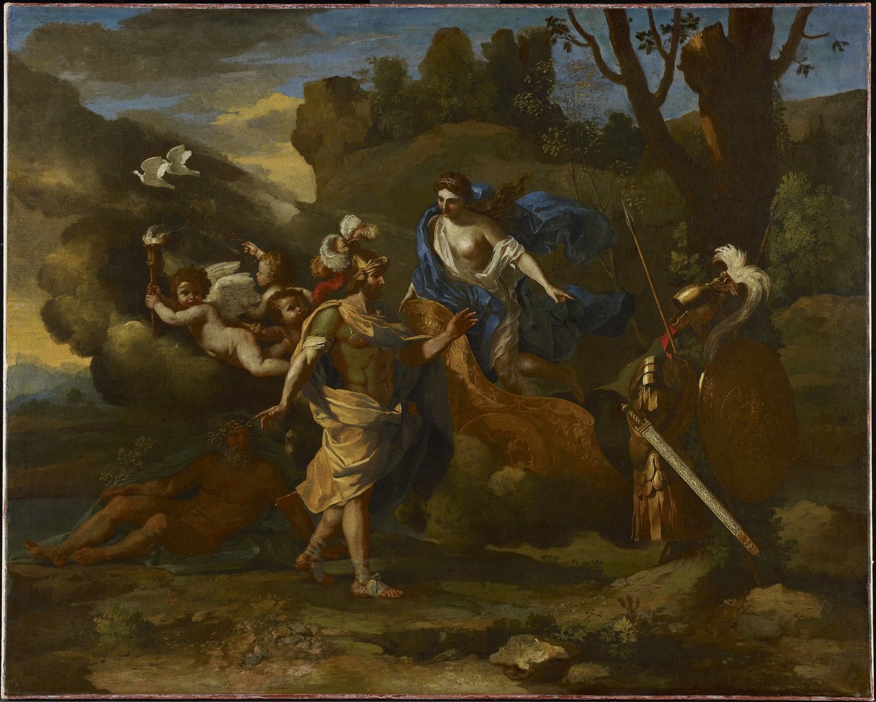 Vênus, Mãe de Enéias, apresentando-lhe as armas forjadas por Vulcano, c.1635 (óleo sobre tela) de Nicolas Poussin