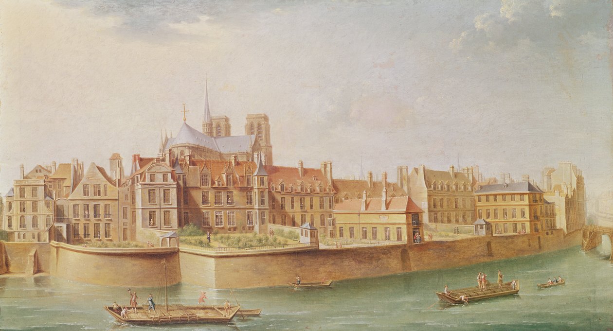 Casas no claustro de Notre-Dame, Paris de Nicolas Raguenet