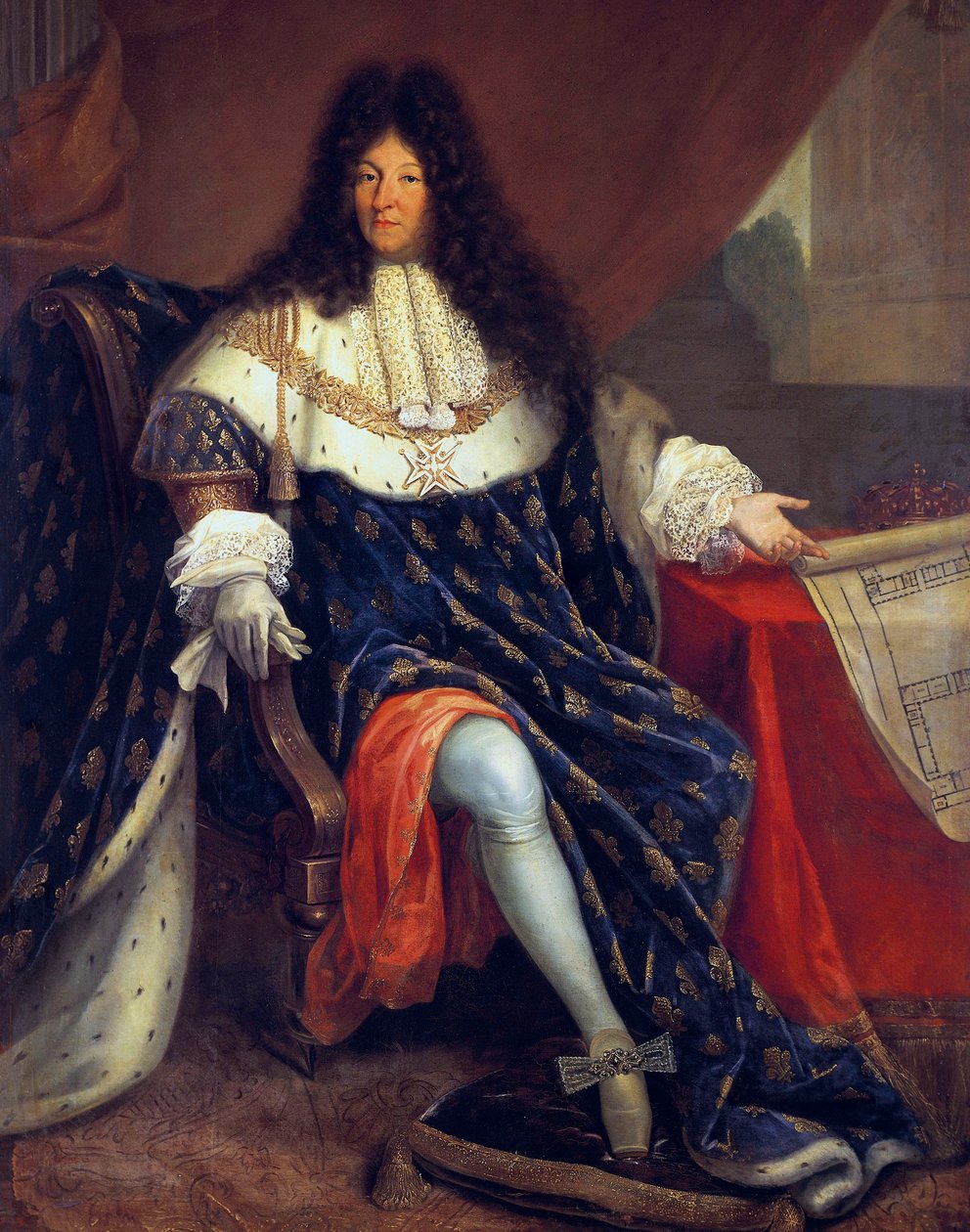 Luís XIV (1638-1715) rei francês em 1643-1715 mostrando a Casa Real de São Cyr de Nicolas Rene Jollain
